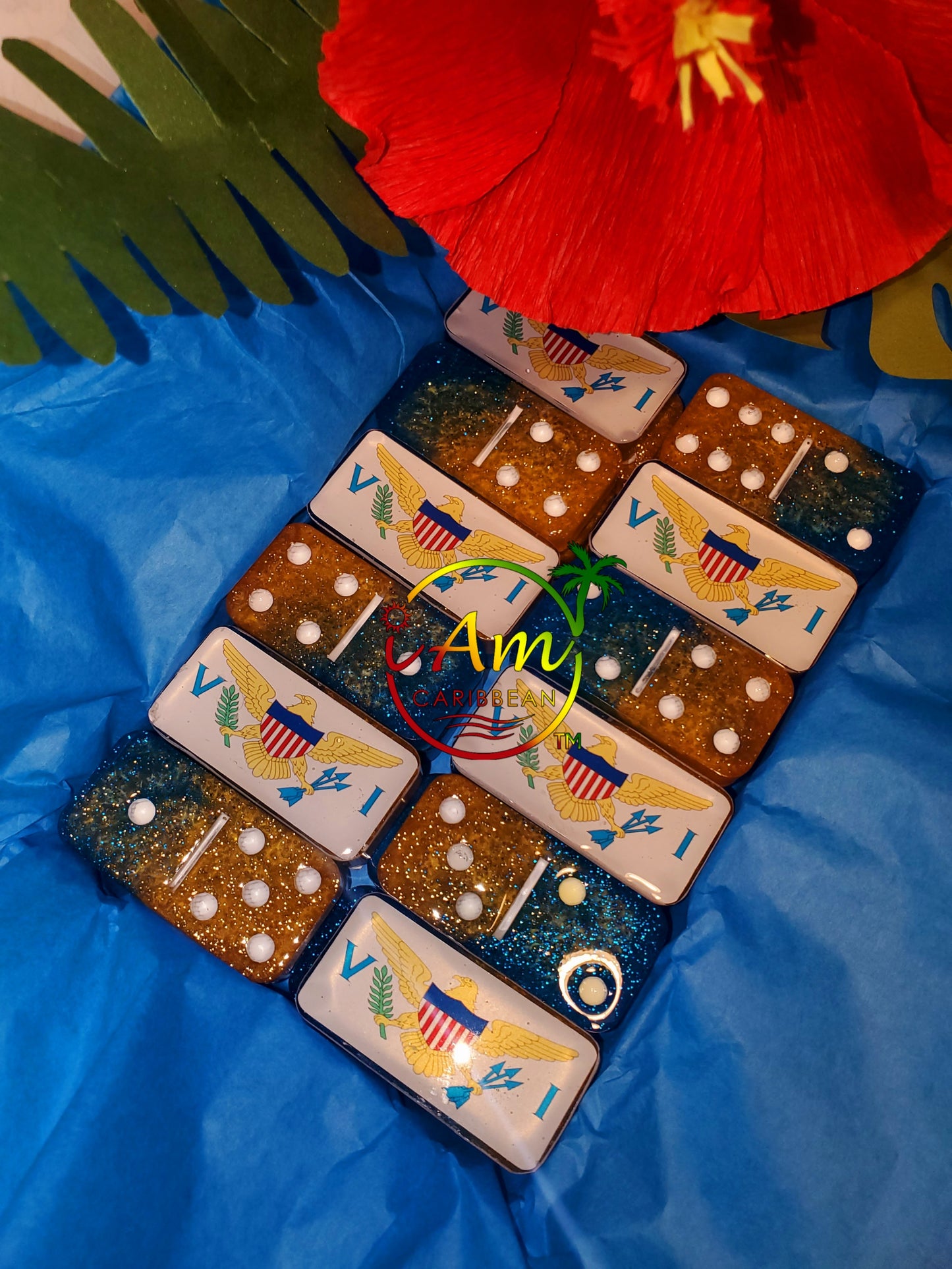 Professional Dominoes (2) - Rep Yo Caribbean Flag