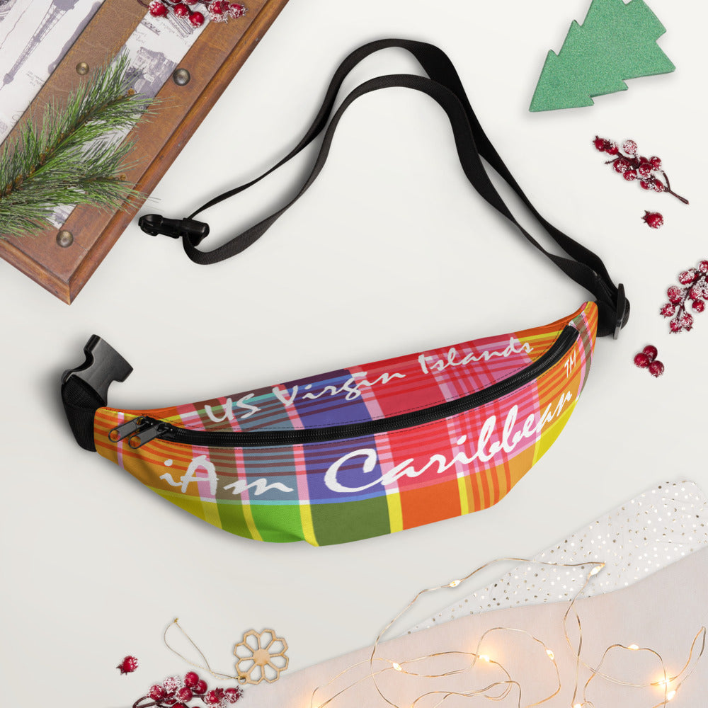 US Virgin Islands Madras Fanny Pack - White
